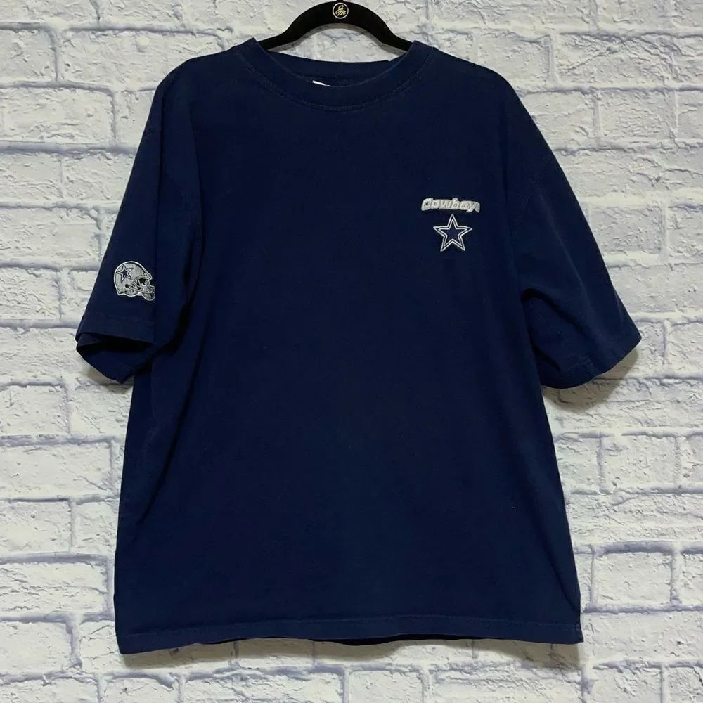 Dallas Cowboys Authentic Apparel Short Sleeve Embroidered Shirt Helmet Sleeve L